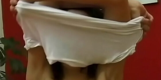 dirty teen brunette bimbo kendra with round natural tits is gently rubbing her wet poontang