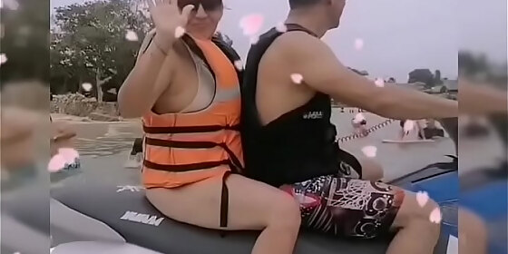 while he teaches me how to drive the jet ski he puts his erect penis in my butt and look what we end up with