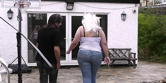 big belly blonde bbw rides stranger s big cock
