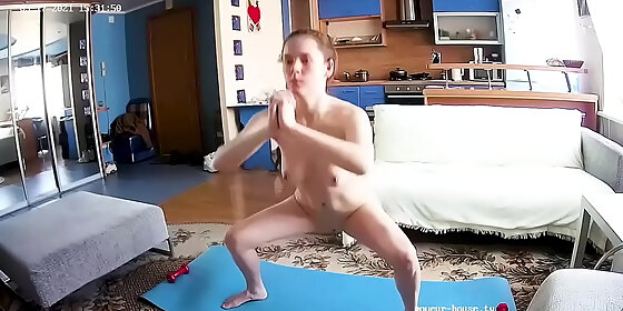 an nude workout exercise young beauty
