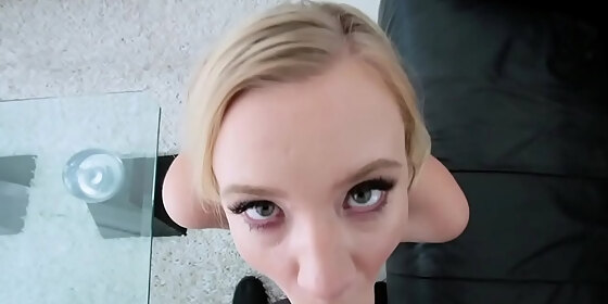 bailey brooke practicing how to suck a huge cock with the help of her stepbrother