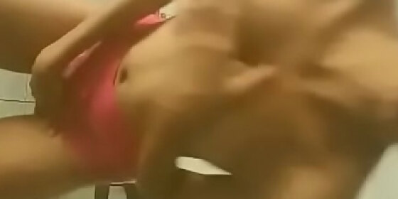 19yrs mexican babe give strip tease and gets horny from playing with her tits