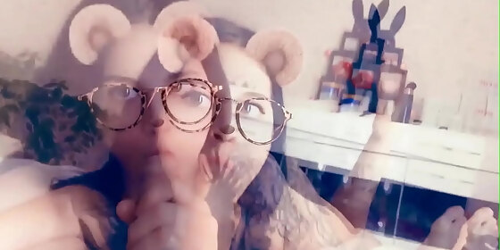 girl with instagram mask sensual sucking cock best friends