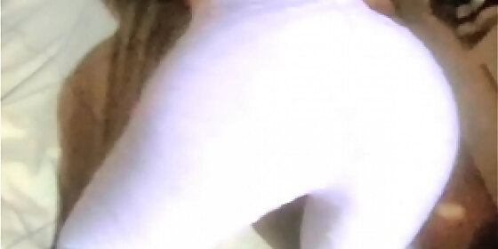 my wife teasing me with lace panties and leggings after i came home from the gym crazy with lust and the desire to give