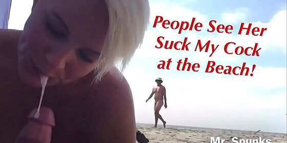 people watch her suck cock swallow cum on a nude beach