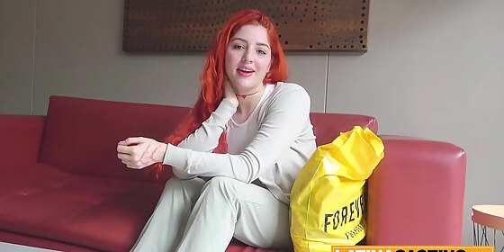 redhead colombian slut sucking and fucking her new fake boss