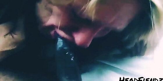 old blonde whore giving me head in the car