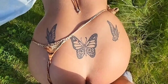 swedish big ass milf got some cock outdoor behind the barn and squirted all over