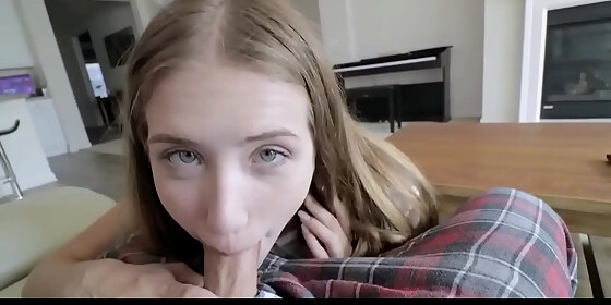 yummysis freckled stepsister audrey hempburne milks her stepbrothers huge cock