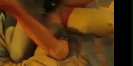 french hotwife with great ass in fishnets takes bbc creampie