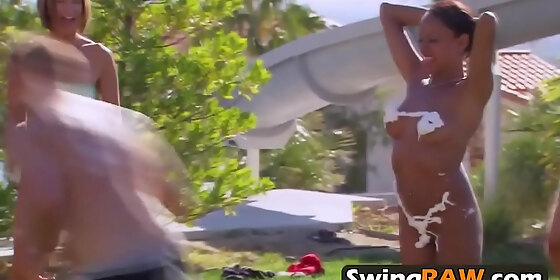 amateur swinger couples are enjoying their summer at the swing house