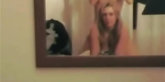 fucking amateur blondie in the mirror just to feel
