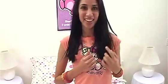 brunette petite young yasmin fingerbangs her pussy