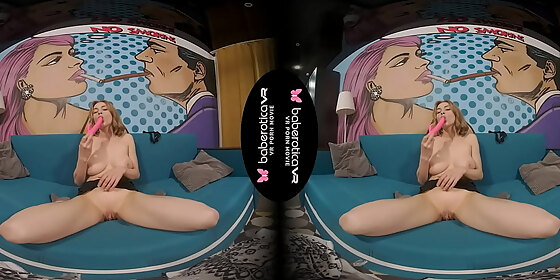 solo babe with big boobs loren is masturbating in vr
