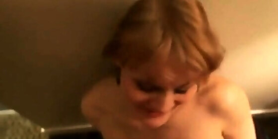 milf gets cum splashed in her eye