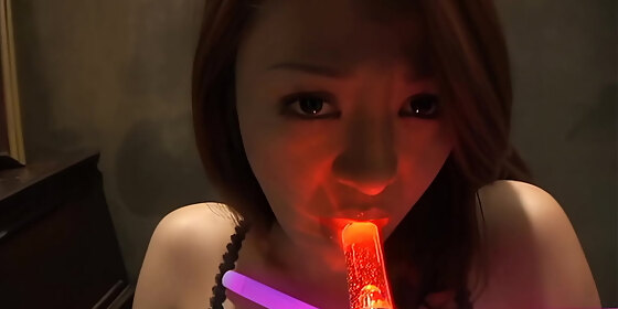 yoko matsugane sexy woman got poked by rods and show off her red lingerie