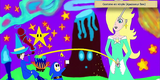 rosalina is trashing a blue witch and a shy guy with her pee