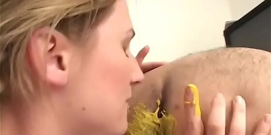 teen gen padova sucks boy extra long cock on her knees and licks his ass with food
