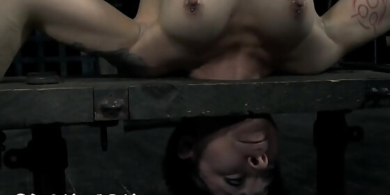 elegant brunette girl is about to cum