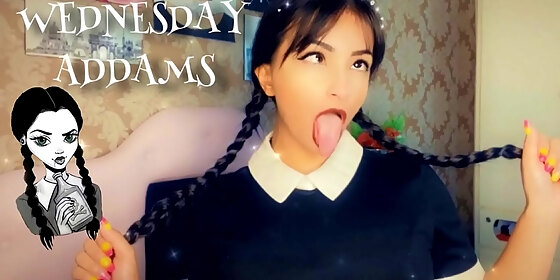 cosplay girl wednesday addams deepthroat ahegao exxxtra sloppy ahegao deepthroat bj wednesday addams cosplay
