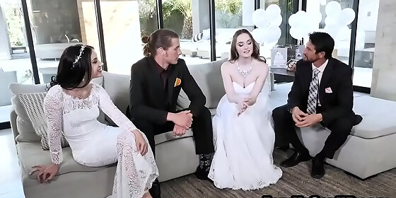 lesbian brides foursome fucked by their stepfathers