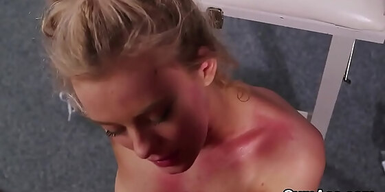 naughty bombshell gets cumshot on her face eating all the cream
