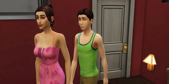 step mom catches her step son masturbating in front of the computer and helps her stepson have sex for the first time