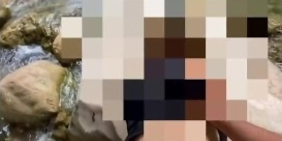 while we was trekking into the river my stepbrother fucked me quick before get caught
