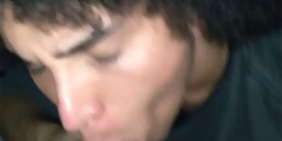 receiving hidden blowjob from the little fag