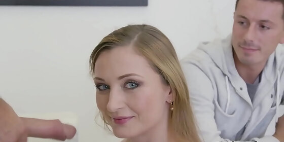 sexy wife luca bella rides a stranger while cuck husband looks on