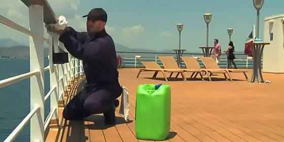 angell and her man argue on board the ship leading to a threesome