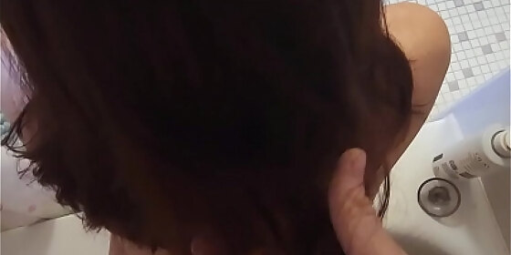 fresh cum for her hair before shower