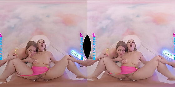 real pornstars vr electra rayne and veronica weston have some girl on girl action before fucking you