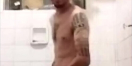 jack off electrician enjoys the shower