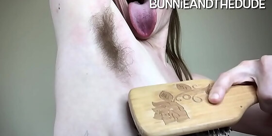 hot hairy hippie and licking sweaty stinky long armpits after brushing and bouncing perfect veiny tits closeup bunnieandthedude