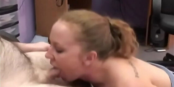 bitch lays on her knees to suck older man s dick