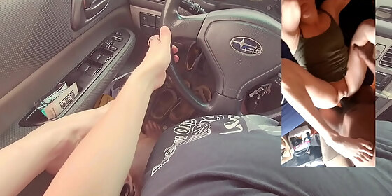 while shes driving