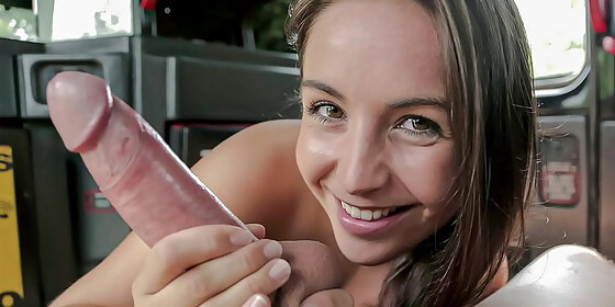 cute teen fucks the taxi driver before prison visit fake taxi