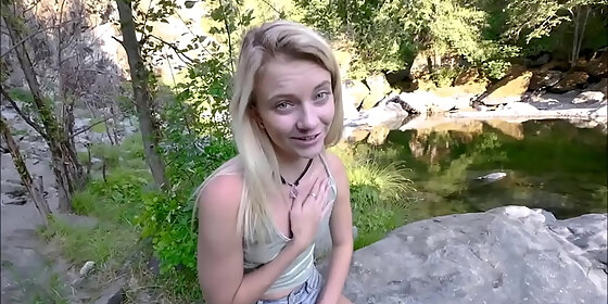 tiny young blonde teen stepdaughter riley star is fucked by while hiking pov