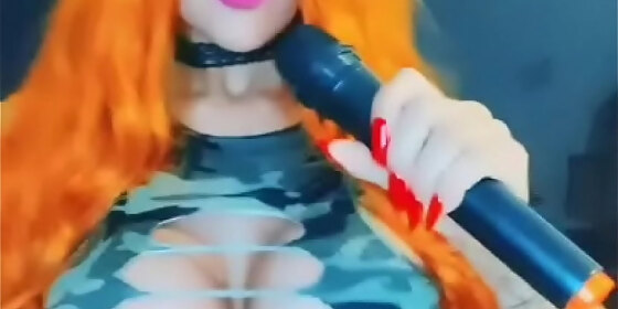 girl cheering up they public with her tits