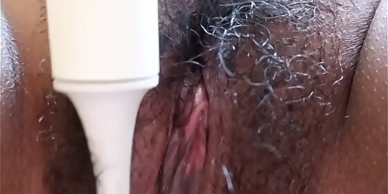 hairy latina playing with vibrating tooth brush p 1