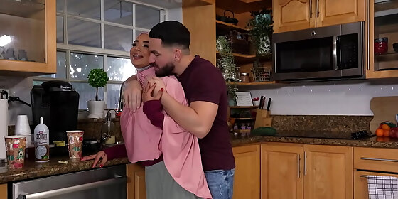 peter green is gentle with babi star at first and eats her pussy on the countertop to warm her up