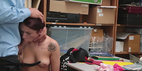 cute brunette teen tried shoplifting but failed now she must offer her tight teen pussy