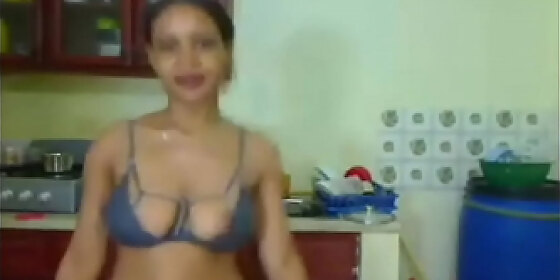 haitian girl dancing doing a pile of dishes in her panties