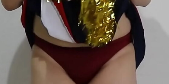 chubby cheerleader part 1 dancing and indulging chubby stomach and tides are coming out the camera is wet and flying so much that it looks like it mig