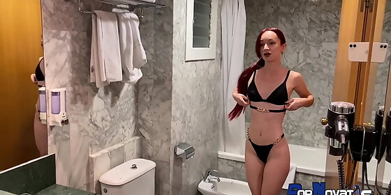 kinky spanish redhead in her first anal in the bathroom with victor bloom