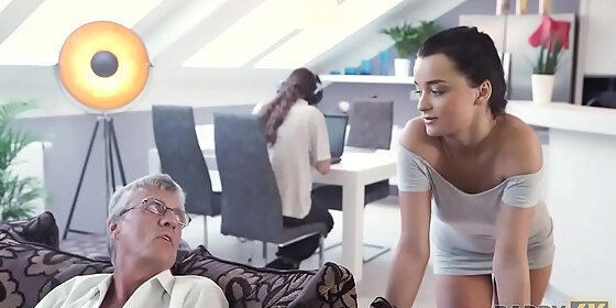 daddy4k taboo sex of old guy and sweet brunette ends with cum in mouth
