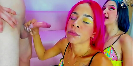 fantastic girls with colorful hair hot deep blowjob