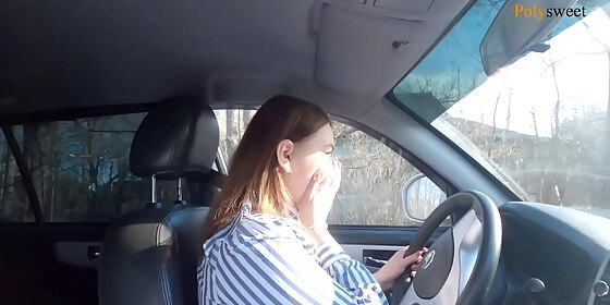 russian girl passed the license exam blowjob public in the car