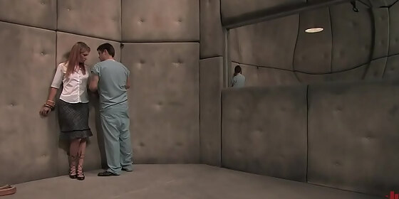 doctor fucks bound babe with machine